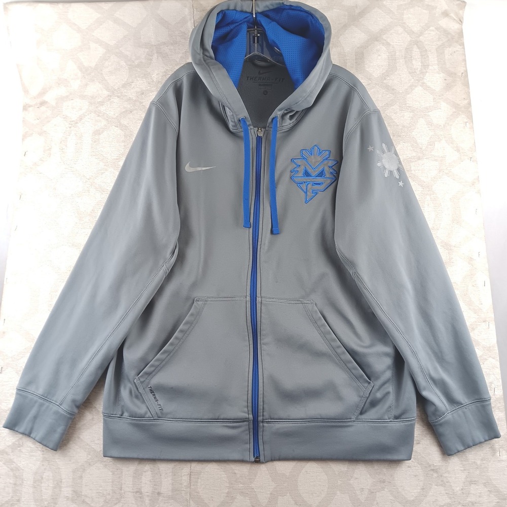 Nike Therma Fit Men's Gray‎ Full Zip Hoodie Athletic Pullover Size L